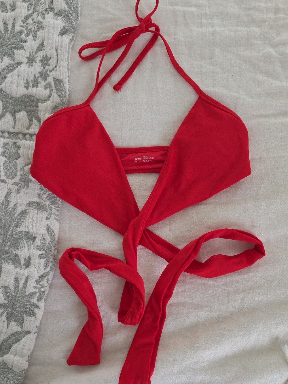 aerie Bright Red Scoop Bikini Top